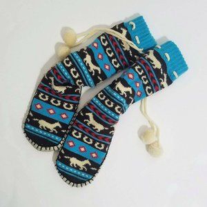 Lazy One Slippers M (7/8) Horses Fair Isle Muklul